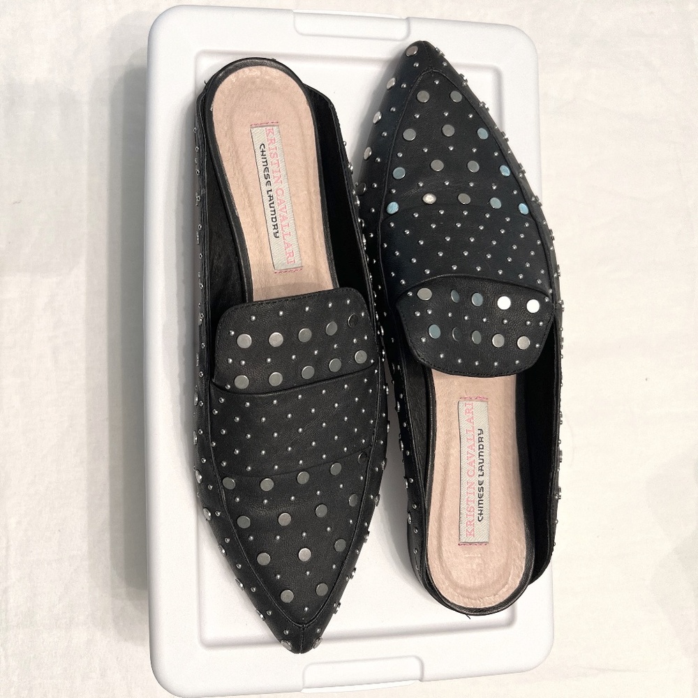 Kristin Cavallari Chinese Laundry size 9.5.  Black studded mules.